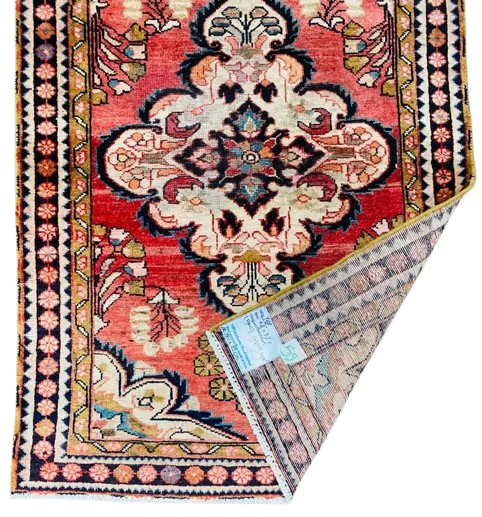 Origin "Hamedan" Liliyan Persian Rug Hand Knotted Natural Dyes with Large Central Medallion 4'8" X 3'2"