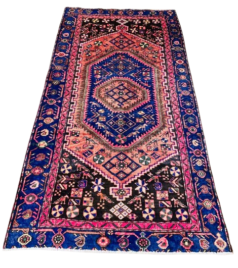 Origin "Zanjan" Persian Tribal Rug Hand Knotted Natural Dyes with Geometric/Floral Patterns 7'4" X 4'10"