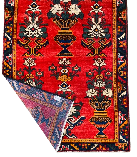 Origin "Shiraz" Persian Rug Hand Knotted Natural Dyes Featuring a traditional Vase or Tree of life design 4'10" X 3'2"