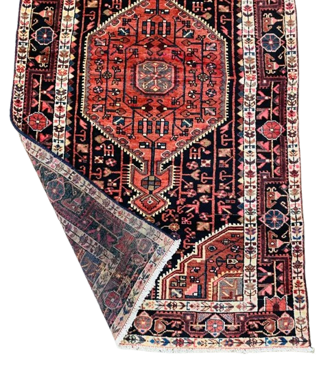 Origin "Nahavand" Persian Tribal Rug Hand Knotted Natural Dyes with Geometric Patterns 6'5" X 3'6"