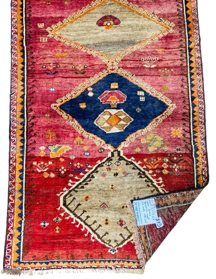 Origin "Shiraz" Persian Tribal Rug Hand Knotted Natural Dyes with Geometric Patterns 5'1" X 3'5"
