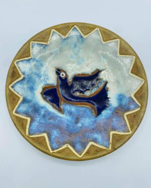 Signed Studio Art Pottery Folk Art Ceramic Plate