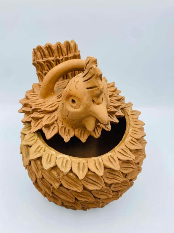 Handcrafted Terracotta Folk Art Style Studio Pottery Chicken Jar