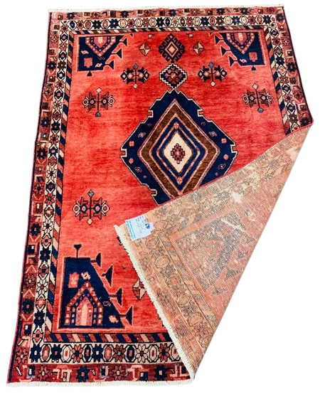 Origin "Sirjan" Persian Tribal Rug Hand Knotted Natural Dyes with Geometric Patterns 7'1" X 5'