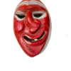 Decorative Hand-Carved Wooden Mask with Red & Silver Finish (20th Century, Folk Art)